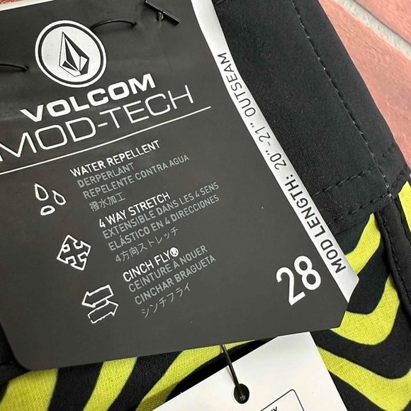 NWT Volcom Mens Colorful Wavy Pattern Drawstring Mod-Tech Boardshorts Size 28 - Picture 13 of 16